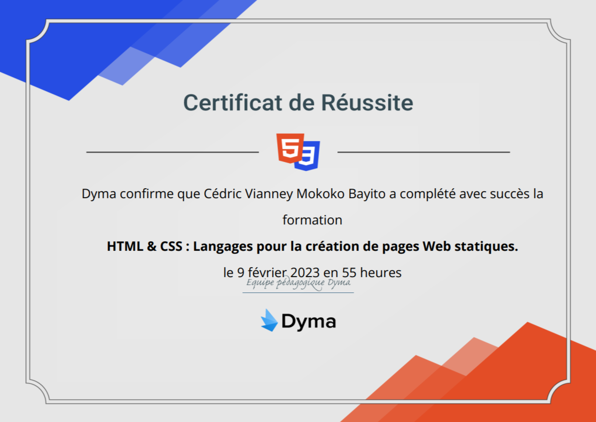 foto attestato Html5/Scss