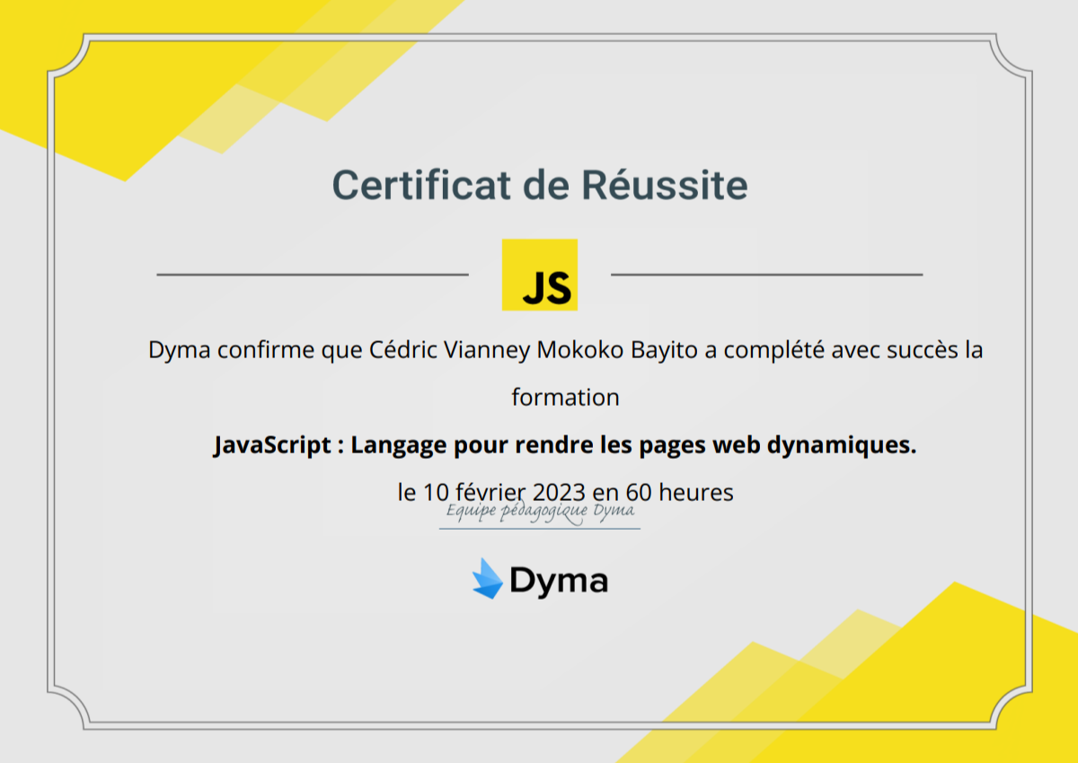 foto attestato JavaScript