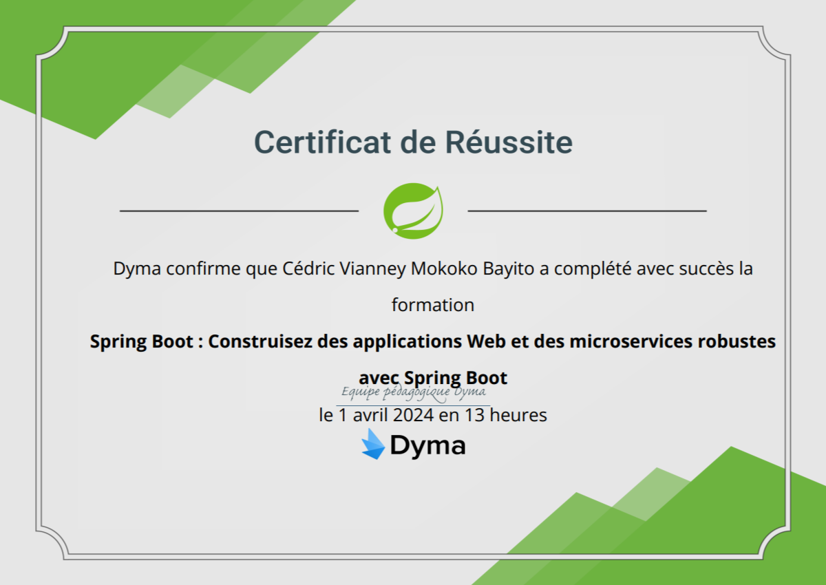 foto attestato Spring Boot V3